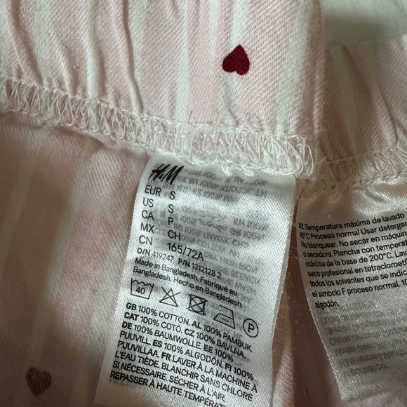 H&M Cotton Flannel Pajama Pants, Light pink/hearts, Women's Small - Picture 6 of 6